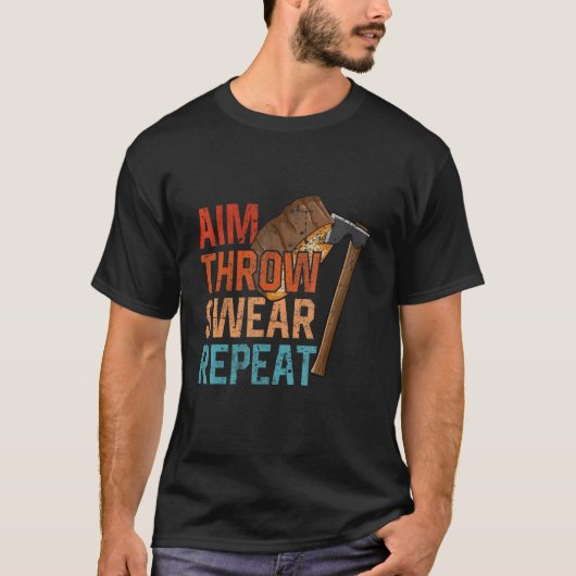 Aim Throw Swear Repeteer bijl met haken omgooien T-shirt (Voorkant)