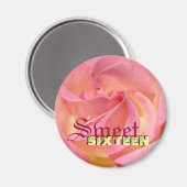 Aimable anniversaire seize aimants Rose Fleur Rose (Recto/Verso)