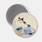 Aimant 顔 を 洗 う 猫, 重 Cat Laver Visage, Hiroshige (Recto/Verso)
