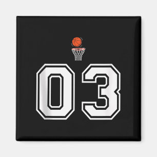Aimant 03 Nombre Style de basket-ball Débardeur blanc Vin