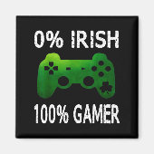 Aimant 0% Irish 100% Gamer Funny St Patricks Day Video Ga (Devant)