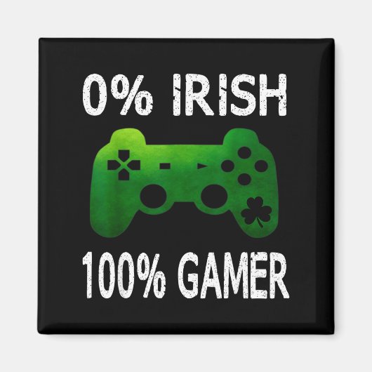 Aimant 0% Irish 100% Gamer Funny St Patricks Day Video Ga (Devant)
