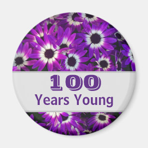 Aimant 100 Ans Jeune Fleur violette Photo Vivid Floral