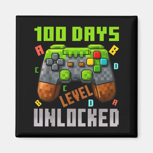 Aimant 100 Days Level Unlocked Gaming 100 Days Of School  (Devant)