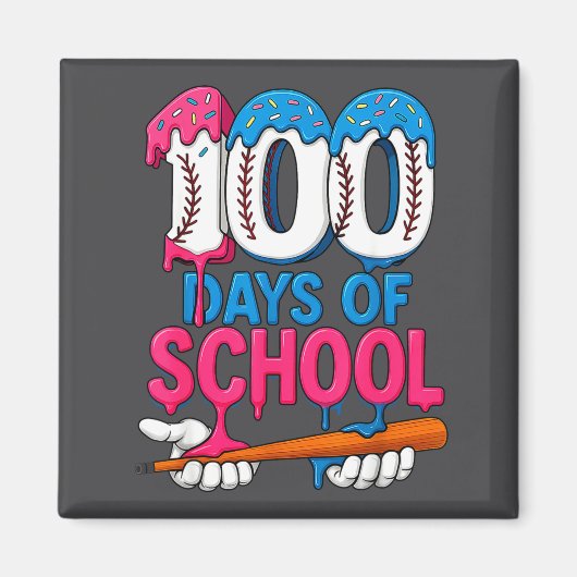 Aimant 100 Days Of School Baseball Drip Bat 100th Day Of  (Devant)