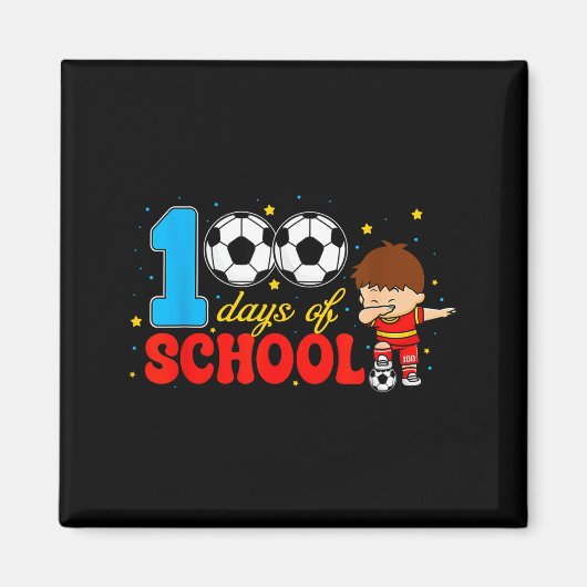 Aimant 100 Days Of School Dabbing Boy Soccer 100 Days Sma (Devant)