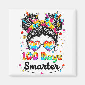 Aimant 100 Days Smarter Messy Bun 100th Day Of School Gir (Devant)
