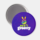 Aimant 100% Groovy Rainbow with Hand Peace Sign (Recto/Verso)