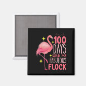 Aimant 100 jours avec mon école de flamants roses fabuleu (Recto/Verso)