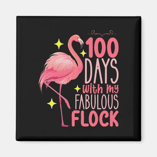 Aimant 100 jours avec mon école de flamants roses fabuleu (Devant)