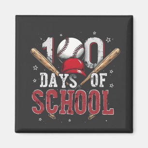 Aimant 100 jours d'amants de sport de baseball scolaire