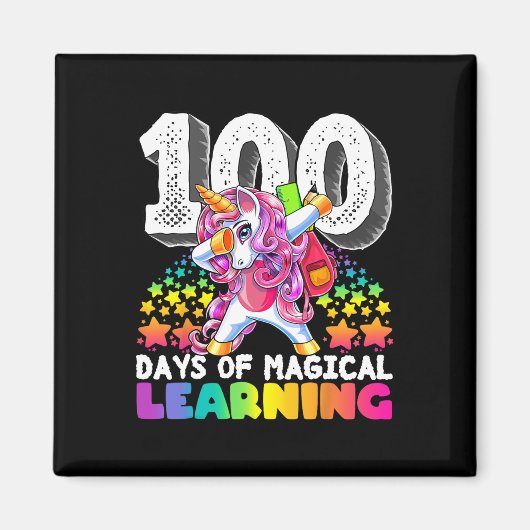 Aimant 100 jours d'apprentissage magique dabbing unicorn  (Devant)