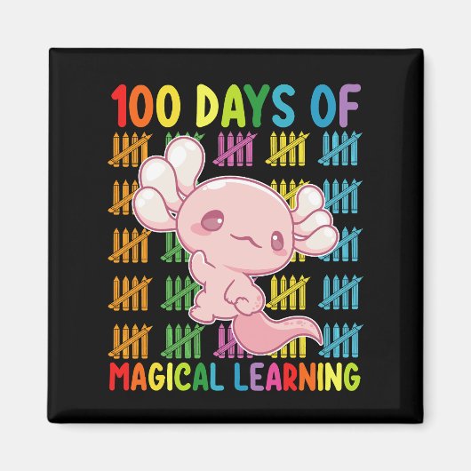 Aimant 100 Jours D'Apprentissage Magique École Axolotl (Devant)
