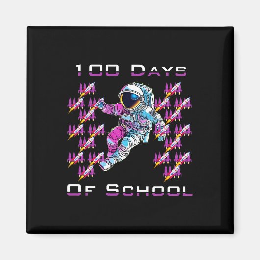 Aimant 100 jours d'astronautes scolaires et de l'espace R (Devant)