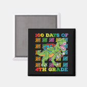 Aimant 100 jours de 4e année école de dinosaures T-Rex (Recto/Verso)
