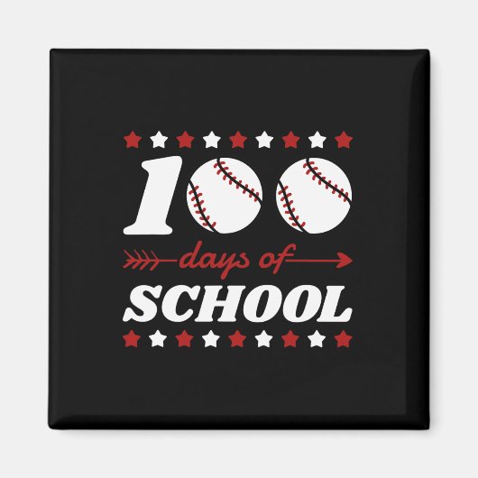 Aimant 100 Jours De Baseball Scolaire (Devant)