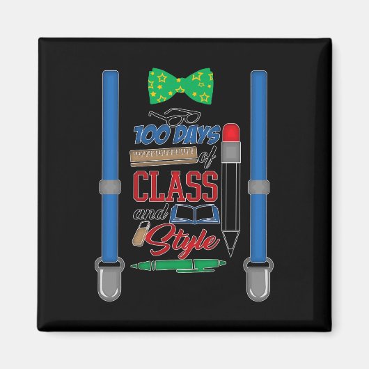 Aimant 100 jours de classe et de style - garçons 100e jou (Devant)