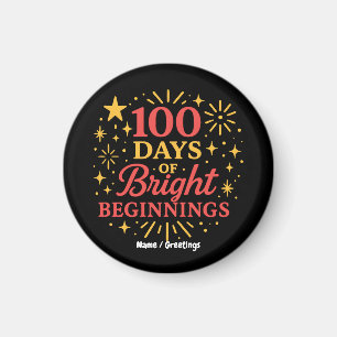 Aimant 100 jours de débuts lumineux Célébration rouge or