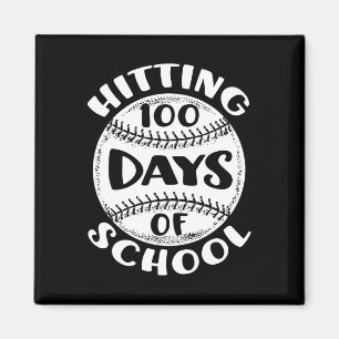 Aimant 100 Jours De Joueur De Baseball Scolaire Étudiant