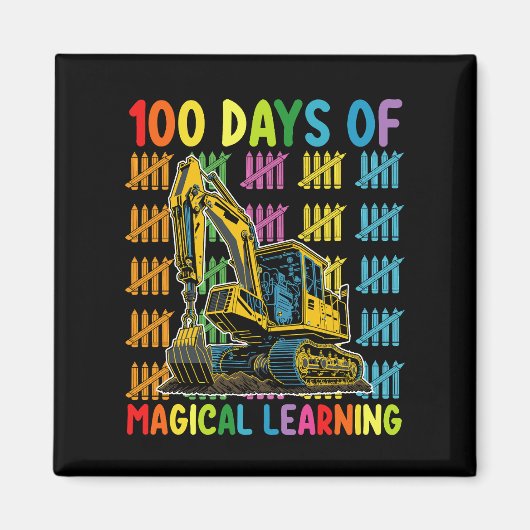 Aimant 100 Jours De Magical Learning Excavator School (Devant)