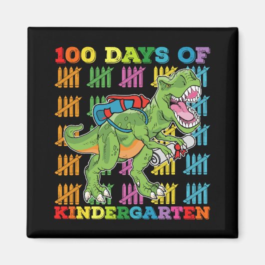 Aimant 100 Jours De Maternelle T Rex Dinosaur School (Devant)