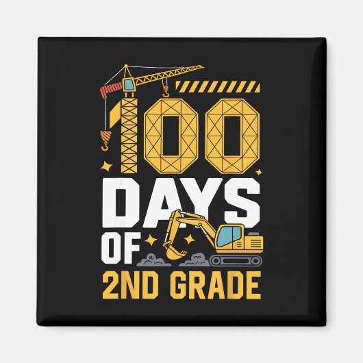 Aimant 100 jours de véhicule de construction de 2e année (Devant)
