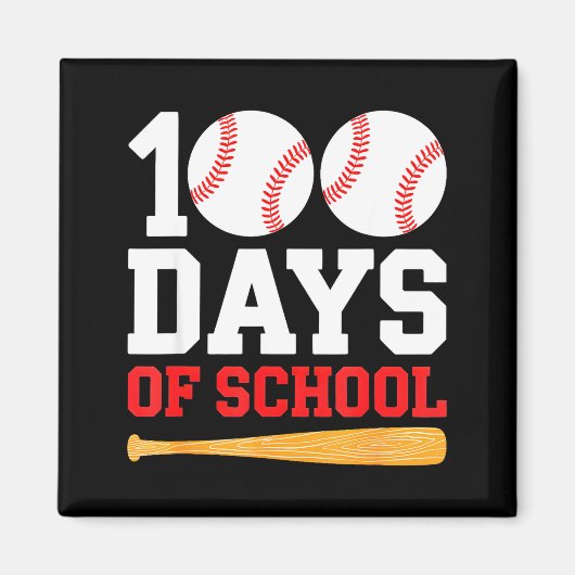 Aimant 100 jours d'école Baseball garçons 100 jours plus (Devant)