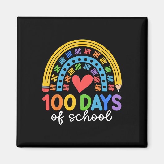 Aimant 100 Jours D'École Conception De Célébration Arc-En (Devant)