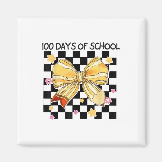 Aimant 100 Jours D'École, Coquette Bow Kindergarten Teac (Devant)