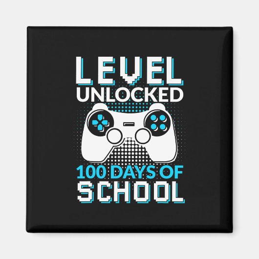 Aimant 100 Jours D'École Déverrouillé Gamer Nerdy Équipe (Devant)