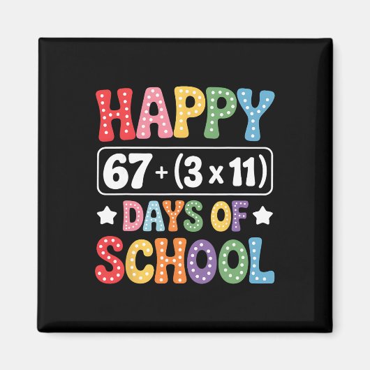 Aimant 100 Jours D'école Équation Mathématique Groovy 67 (Devant)