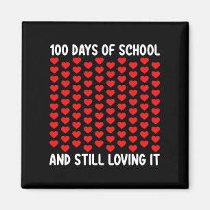 Aimant 100 jours d'école et toujours l'adorer coeurs amou