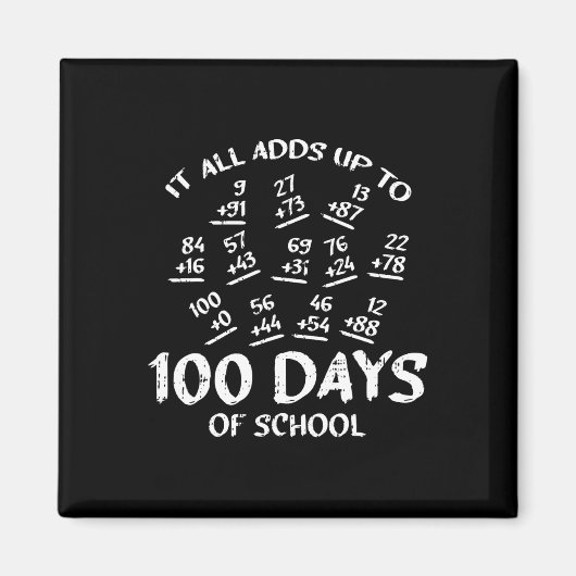 Aimant 100 Jours D'École Math Addition Cool Enseignant Ét (Devant)
