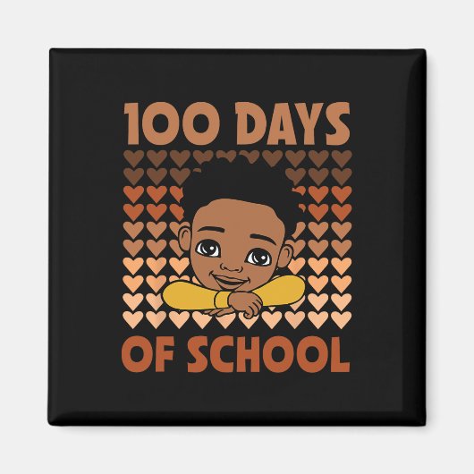 Aimant 100 Jours D'École Noir Afro Garçons Noir Histoire  (Devant)