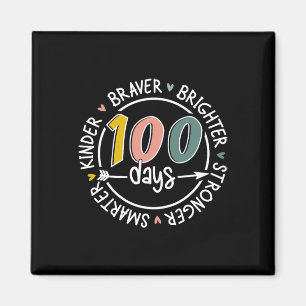 Aimant 100 Jours D'École Smarter Kinder Plus Fort Brighte