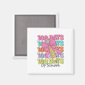 Aimant 100 Jours D'Enseignant À L'École Coquette Bow 100e (Recto/Verso)