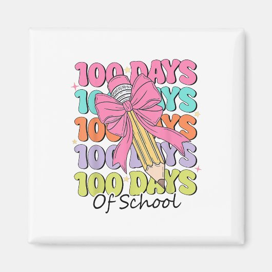 Aimant 100 Jours D'Enseignant À L'École Coquette Bow 100e (Devant)
