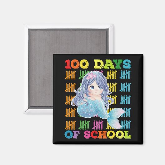 Aimant 100 Jours D'Enseignant De Sirène D'École (Recto/Verso)