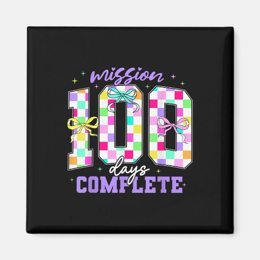 Aimant 100 Jours D'Enseignant Rétro Fille 100ème Jours (Devant)