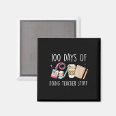 Aimant 100 Jours D'Enseignante Femme D'École Graphique 10 (Recto/Verso)