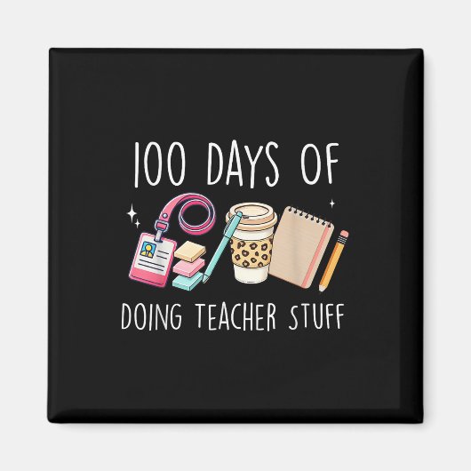 Aimant 100 Jours D'Enseignante Femme D'École Graphique 10 (Devant)