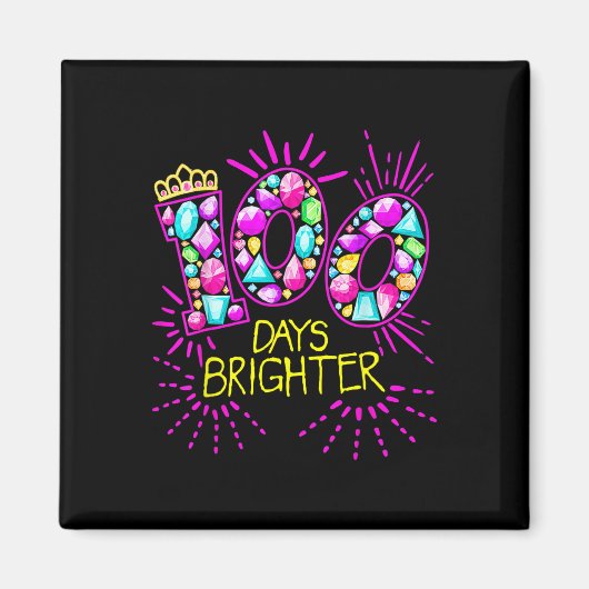 Aimant 100 Jours Enseignant Plus Brighter Filles 100 Jour (Devant)