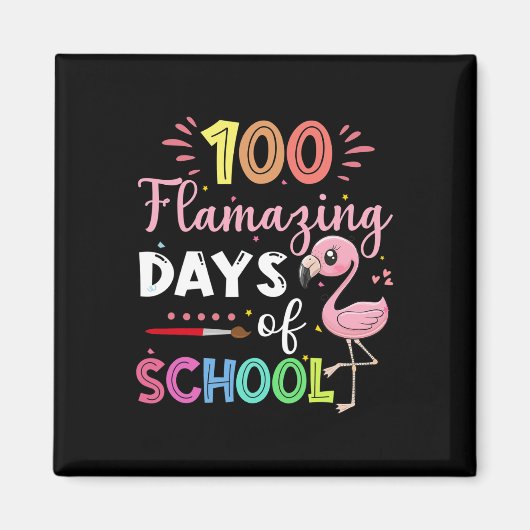 Aimant 100 Jours Extraordinaires D'École Mignonne Flamant (Devant)