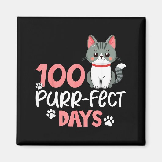 Aimant 100 jours parfaits pour l'amant de chat 100ème jou (Devant)