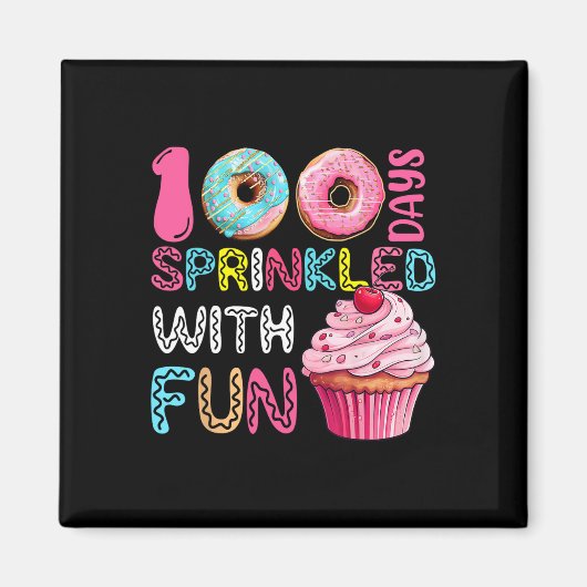 Aimant 100 jours parsemés de cupcakes amusants 100e jour (Devant)