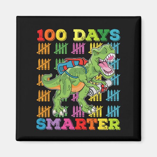 Aimant 100 Jours Smarter T Rex Dinosaur 100e Jour École (Devant)