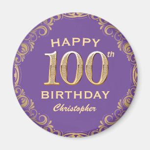 Aimant 100e anniversaire de la fête violet et Parties sci