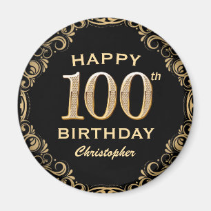 Aimant 100e anniversaire de la Parties scintillant Noir e