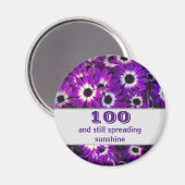 Aimant 100e anniversaire Fleur violette Fête de jalon (Recto/Verso)