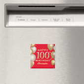 Aimant 100e fête d'anniversaire Ballons rouge et or (In Situ (Lave-vaisselle))